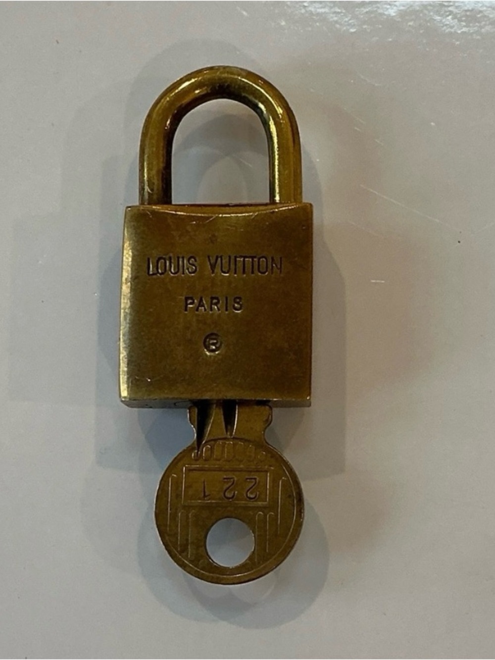 Louis Vuitton Gold Padlock Key #221 Brass Lock LV Bag Accessory Authentic - Picture 5 of 7